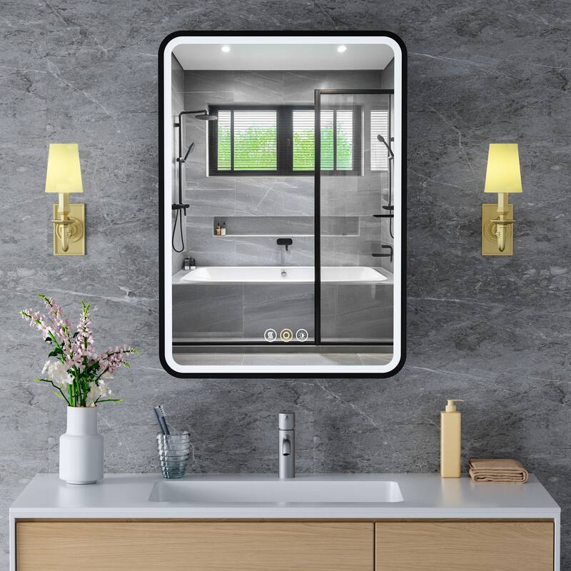 Aris Recessed/Surface Mount Bathroom Medicine Cabinet with Mirror and Lights, Dimmable, Adjustable Shelves, Fast Defogging
