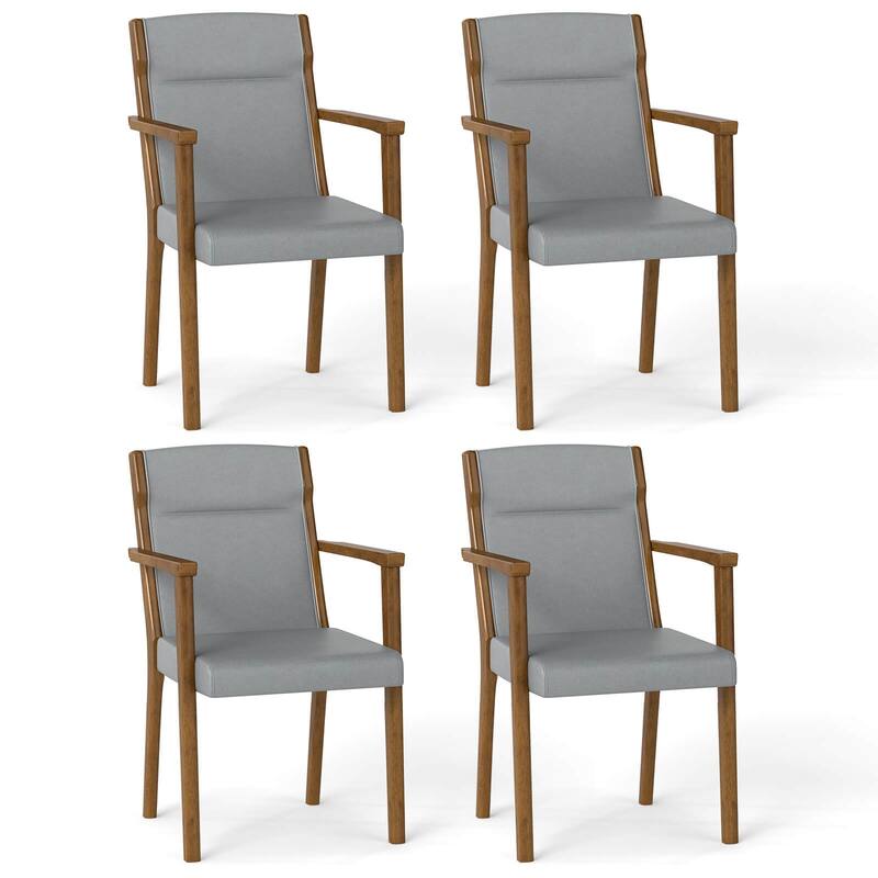 Costway 2/4 PCS Mid-Century Modern Dining Chairs Upholstered Wooden - 4 pcs - Set of 4