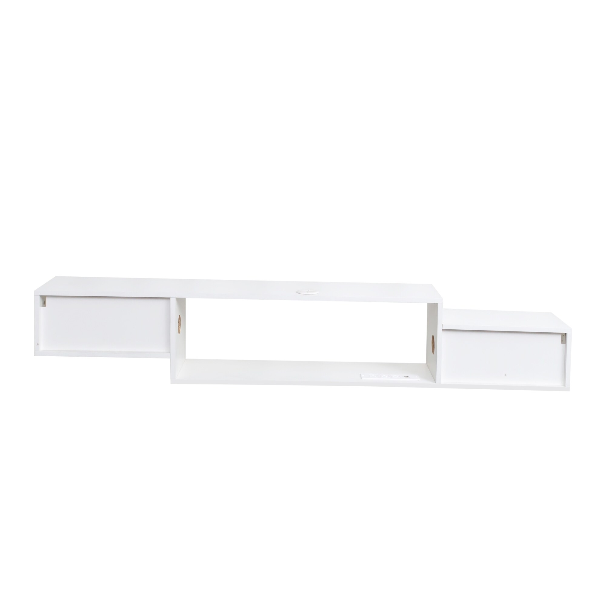 65.35" Particleboard Wall-Mounted Floating TV Stand with LED Lighting and Charging Station for Living Room, Kitchen, Hallway