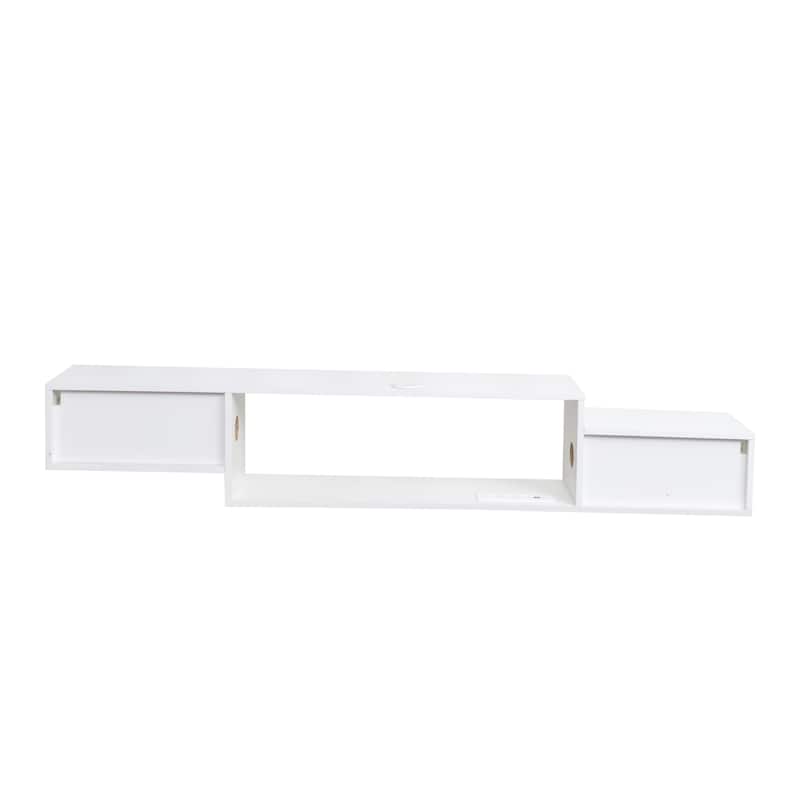 Wall Mounted Floating TV Stand with Charging Station