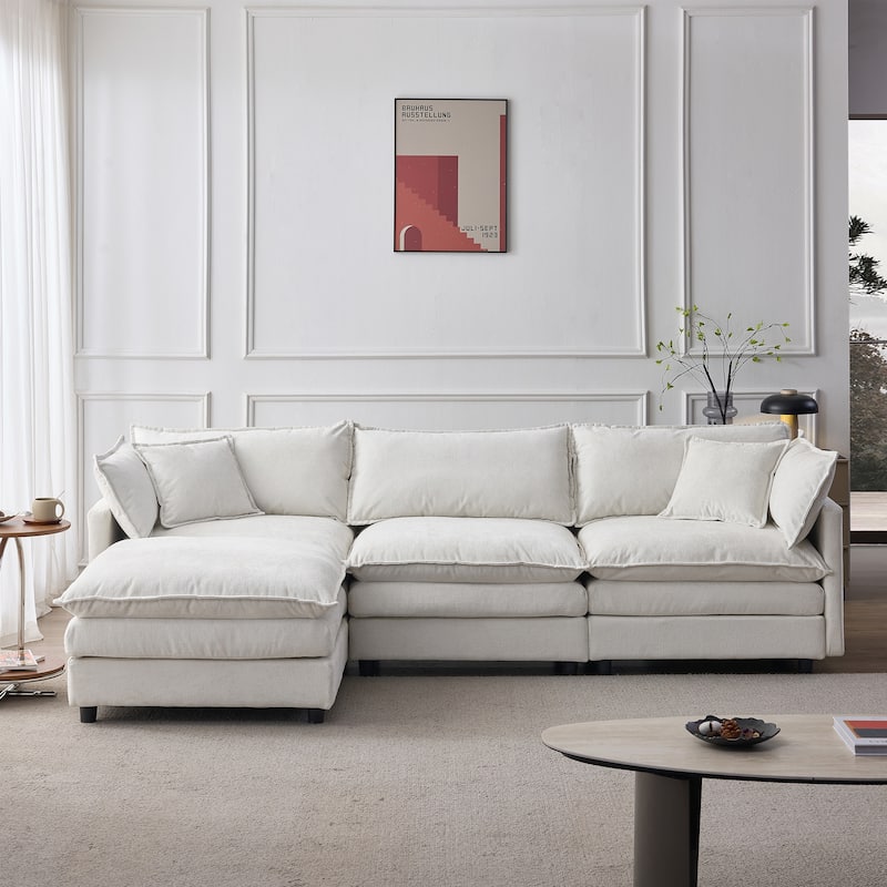 105" Modular Sectional Couch,3 Seater with Ottoman L Shape Sofa