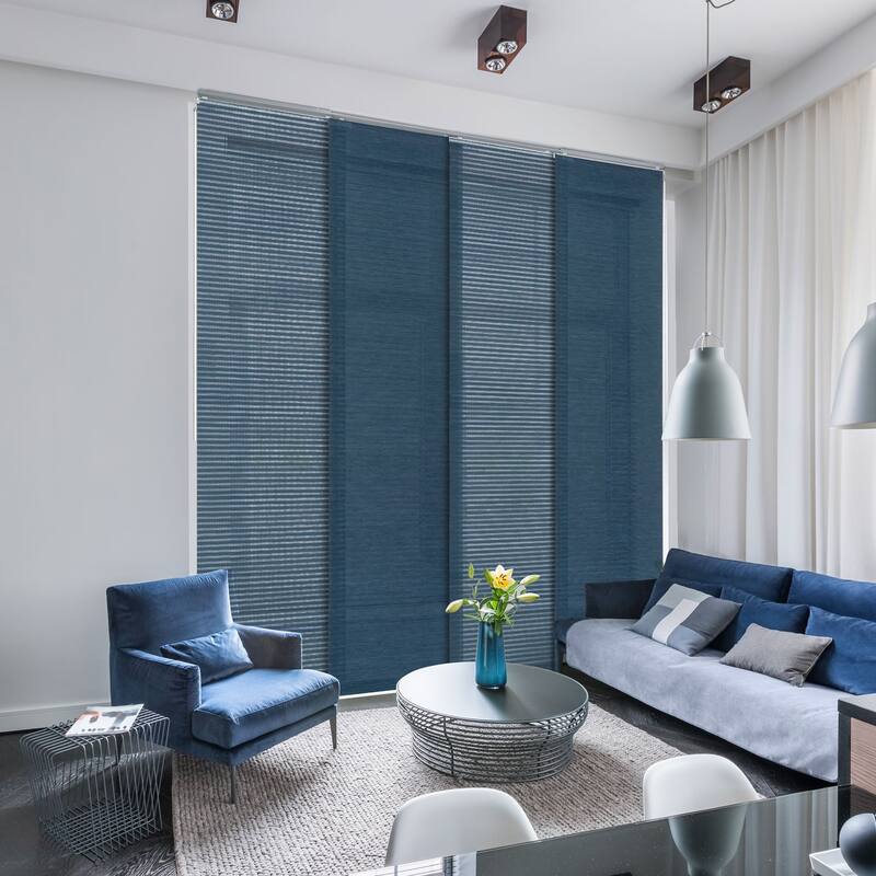 GoDear Design Natural Woven Adjustable Sliding Panel Track Blinds, Vertical Blinds, Cosmos Series, 45.8"- 86" W x 96" L