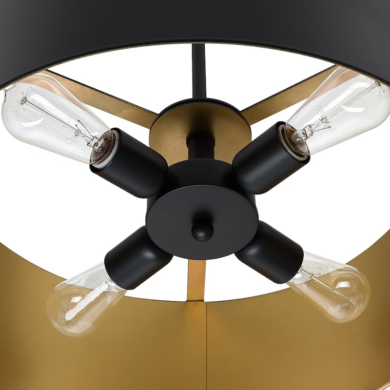 Artisan 4-Light Black Metal Drum Chandelier - 20 in. W