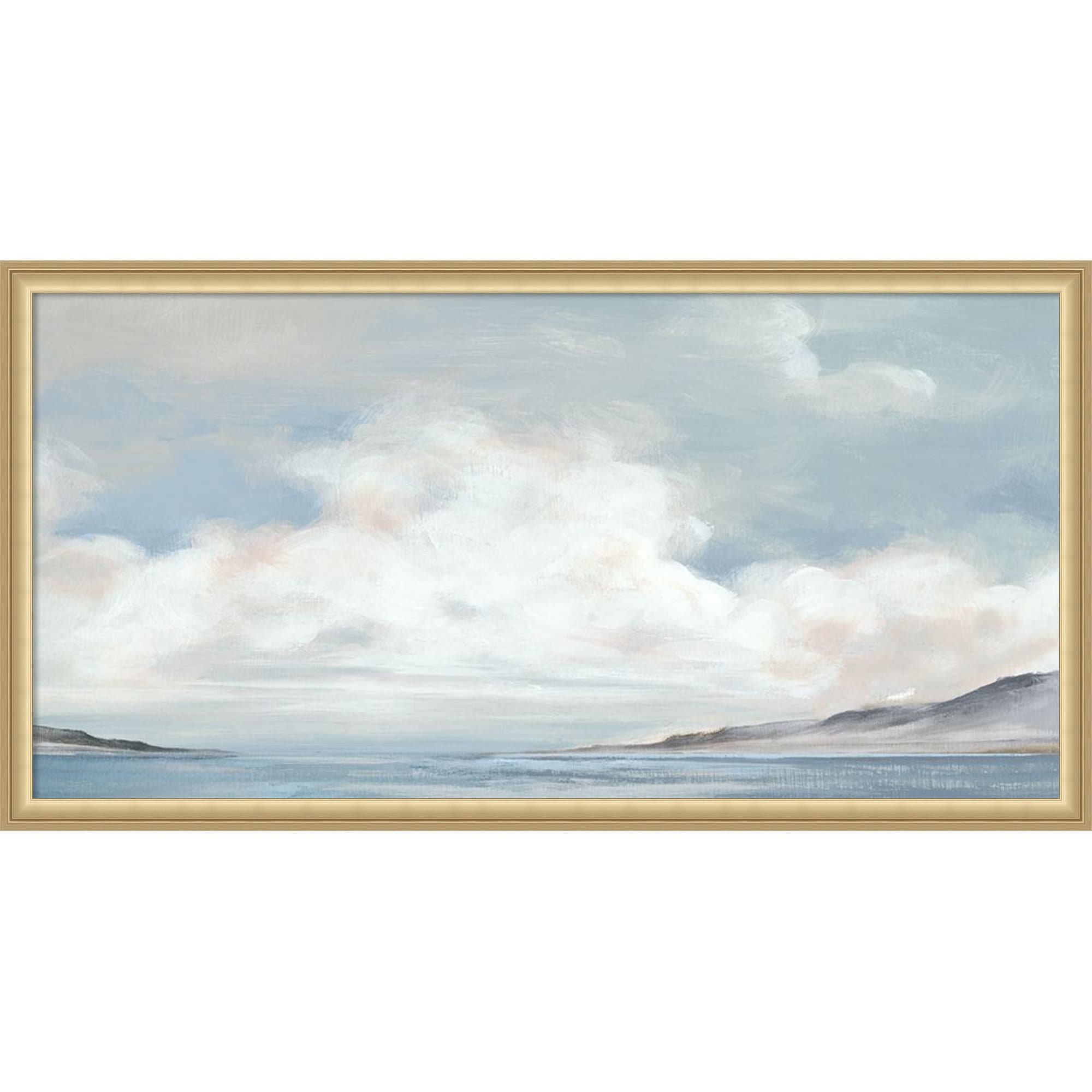 Tranquil Coastline Expansive Sky by Luna Mavis Framed Mounted Canvas Wall Art Print