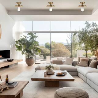 Vintage light fixture brass ceiling lighting metal flush light