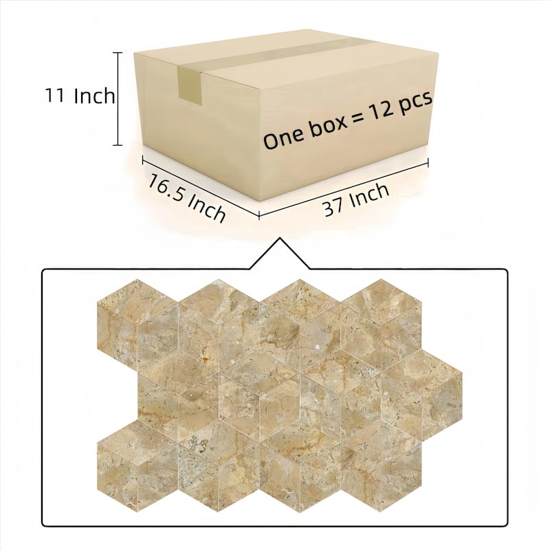 Hexagon Natural Stone Marble Tiles for Floor and Wall, 1 Box 12 PCS