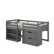 preview thumbnail 6 of 6, Twin Size Solid Wood Loft Bed with Storage and Fence