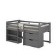 preview thumbnail 6 of 6, Twin Solid Wood Loft Bed with Storage & Fence