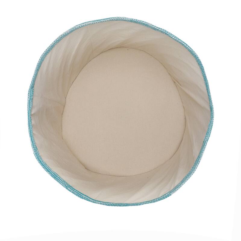 Sevita Textured Stripe Handmade Cotton Storage Basket with Handles - 19" x 19" x 19"