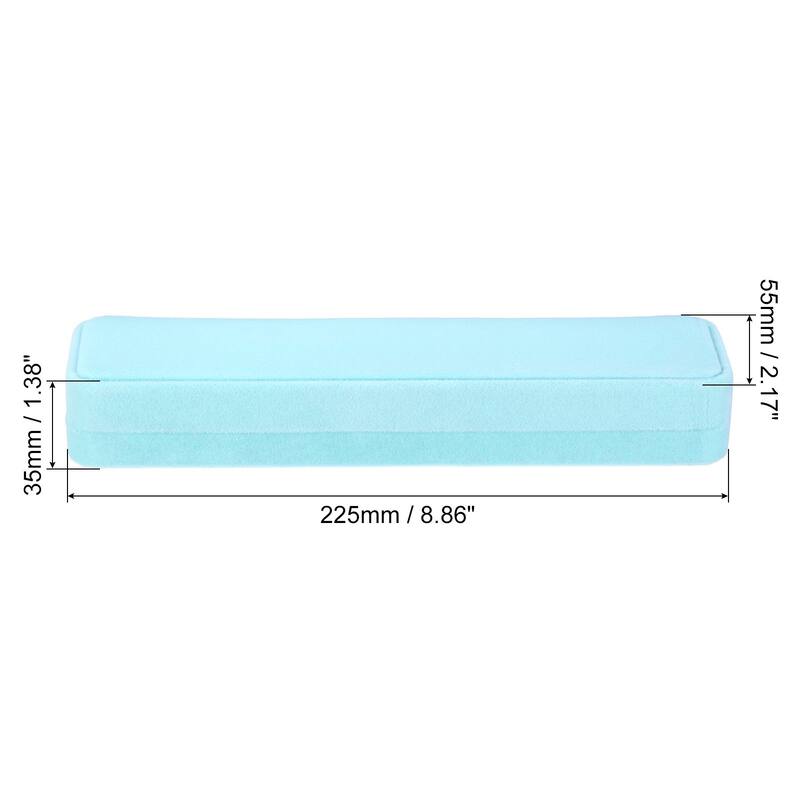 Velvet Necklace Box 2pcs Single Slot Long Chain Jewelry Holder Style 2 - Blue