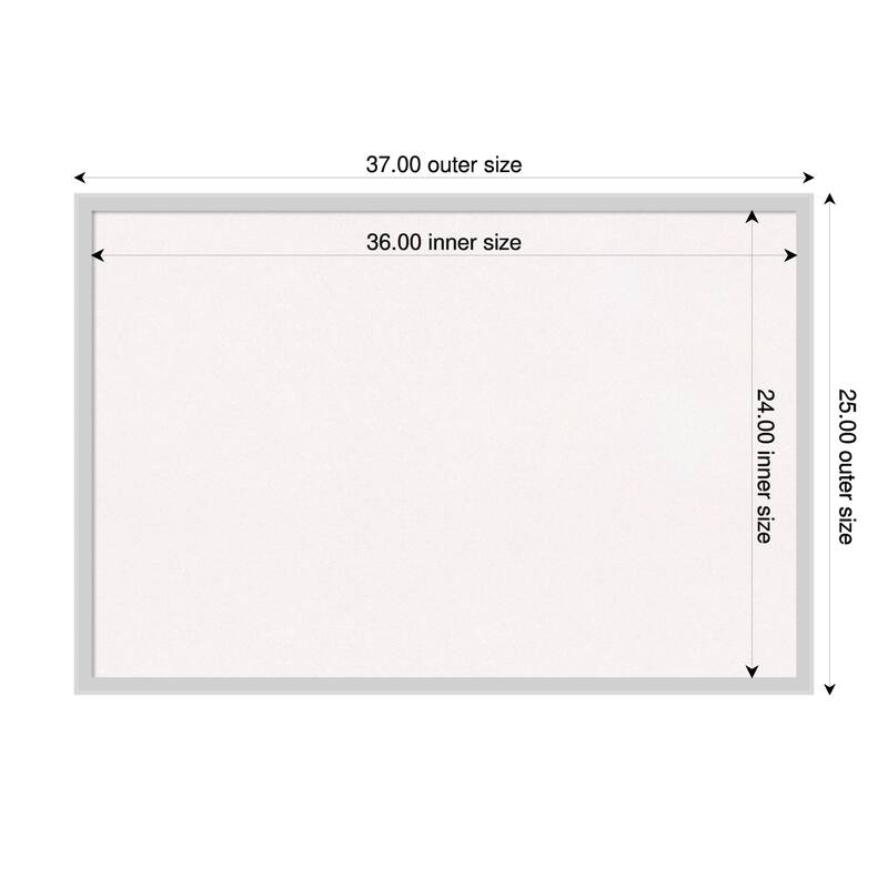 Incline Silver Wood Framed Cork Board - Bulletin Board, Organization Board, Pin Board - White - 37 x 25 in