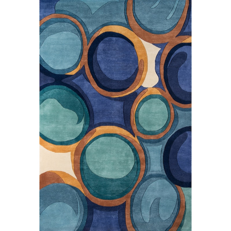 Momeni New Wave Hand Tufted New Zealand Wool Contemporary Geometric Area Rug - 8' x 11' - Blue - Runner/Rectangle
