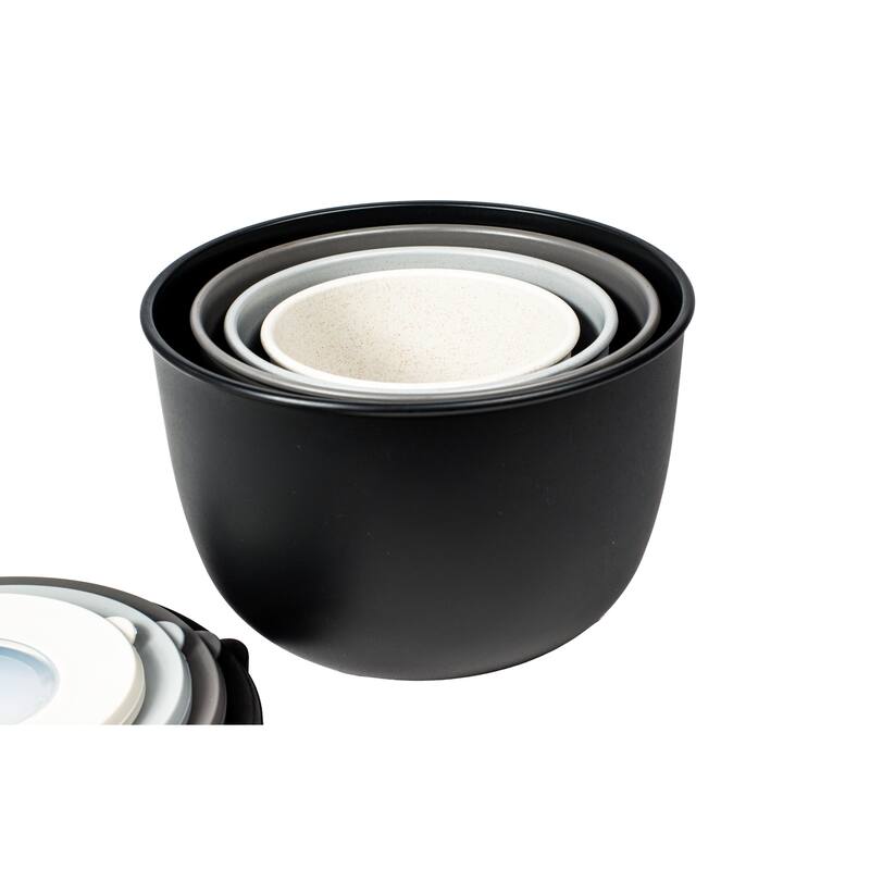 Stackable Mixing Bowls with Lids, Taupe, Set of 4