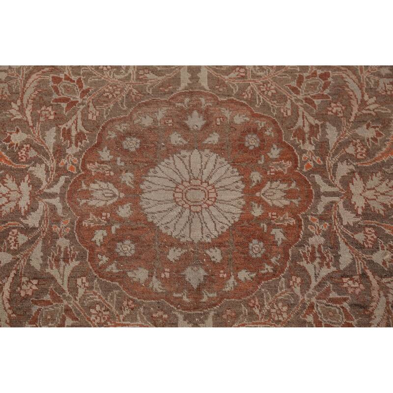 Hand Knotted Oriental 100% Wool Carpet Traditional Floral Oranges & Rust Tabriz Area Rug - 15' 2'' X 10' 8''
