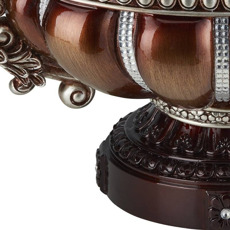HomeRoots 9" Reddish Bronze And Silver Polyresin Decorative Bowl With Orbs - 7.75' X '8.75' X '16.25