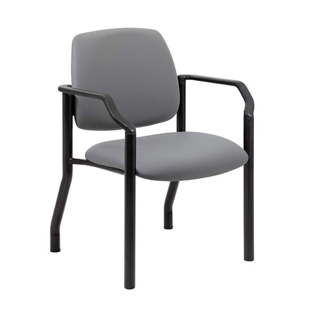Theo Guest Chair with Modern Steel Frame, Gray Antimicrobial Vinyl