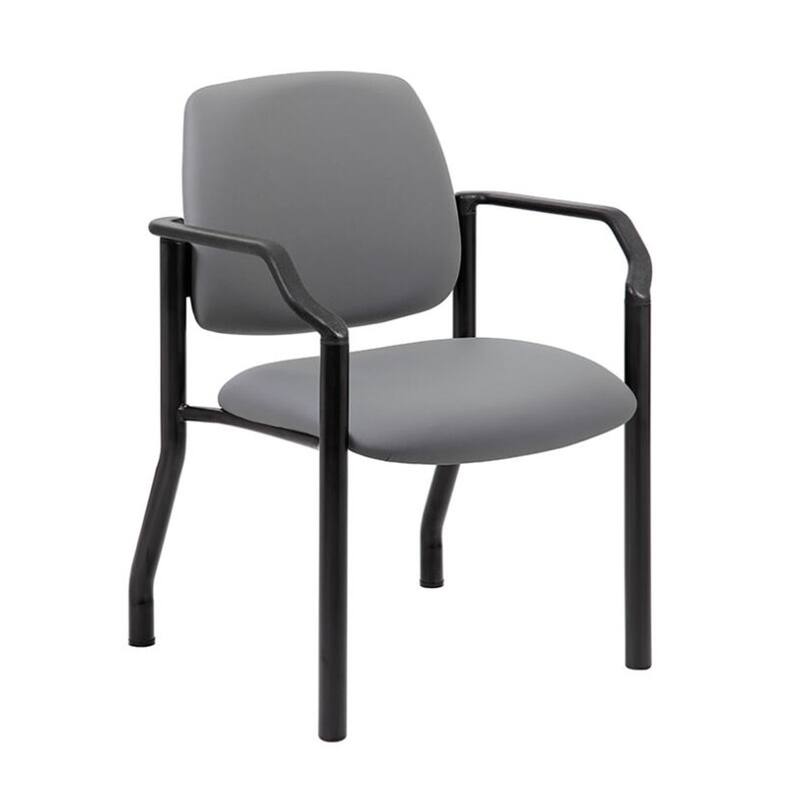 Theo Guest Chair with Modern Steel Frame, Gray Antimicrobial Vinyl