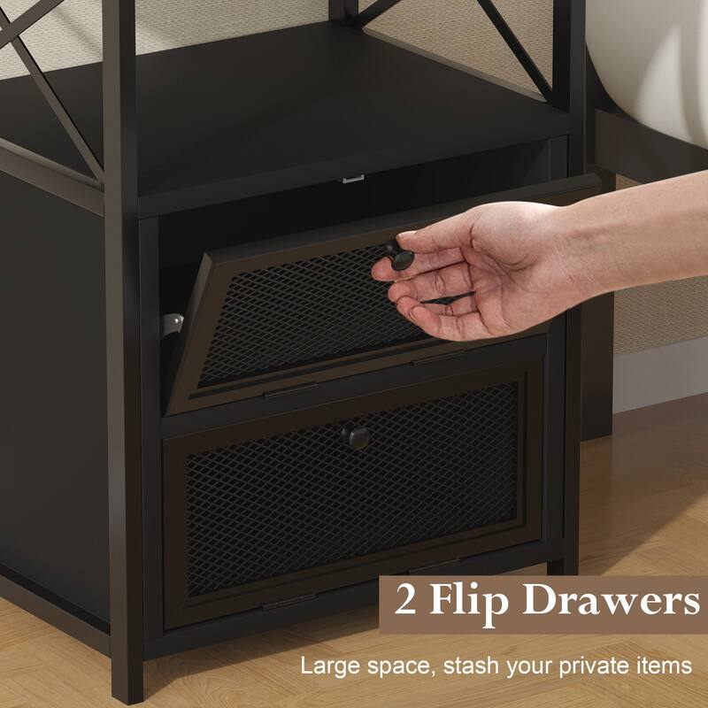 Javlergo Nightstand with 2 Drawers and Storage Shelf for Bedroom, Small Night Stands, Bed Side Table