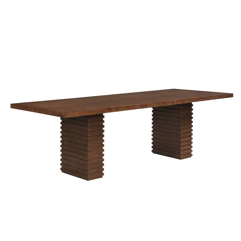 95 Inch Dining Table Solid Wood Modern Design Seats 8 Double Pedestal Base