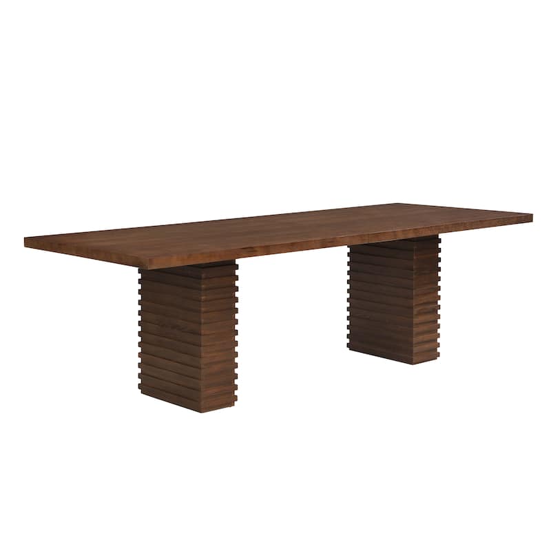 95-Inch Wood Dining Table with Double Pedestal Base, Seats 8-10