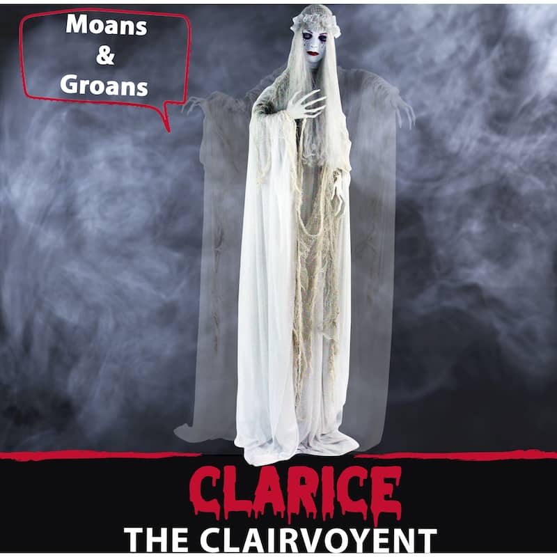 Haunted Hill Farm Life-Size Animatronic Ghost Bride with Lights and Sound, Indoor or Covered Outdoor Halloween Decoration