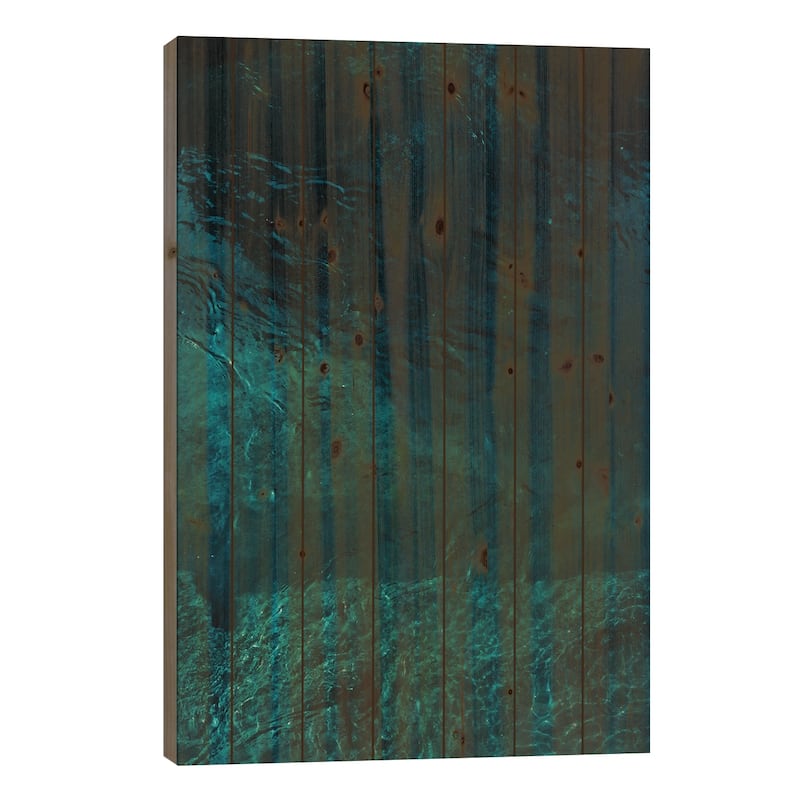 Abstract Blue Print On Wood by Sebastian Hilgetag - Multi-Color - 26x18x1.5