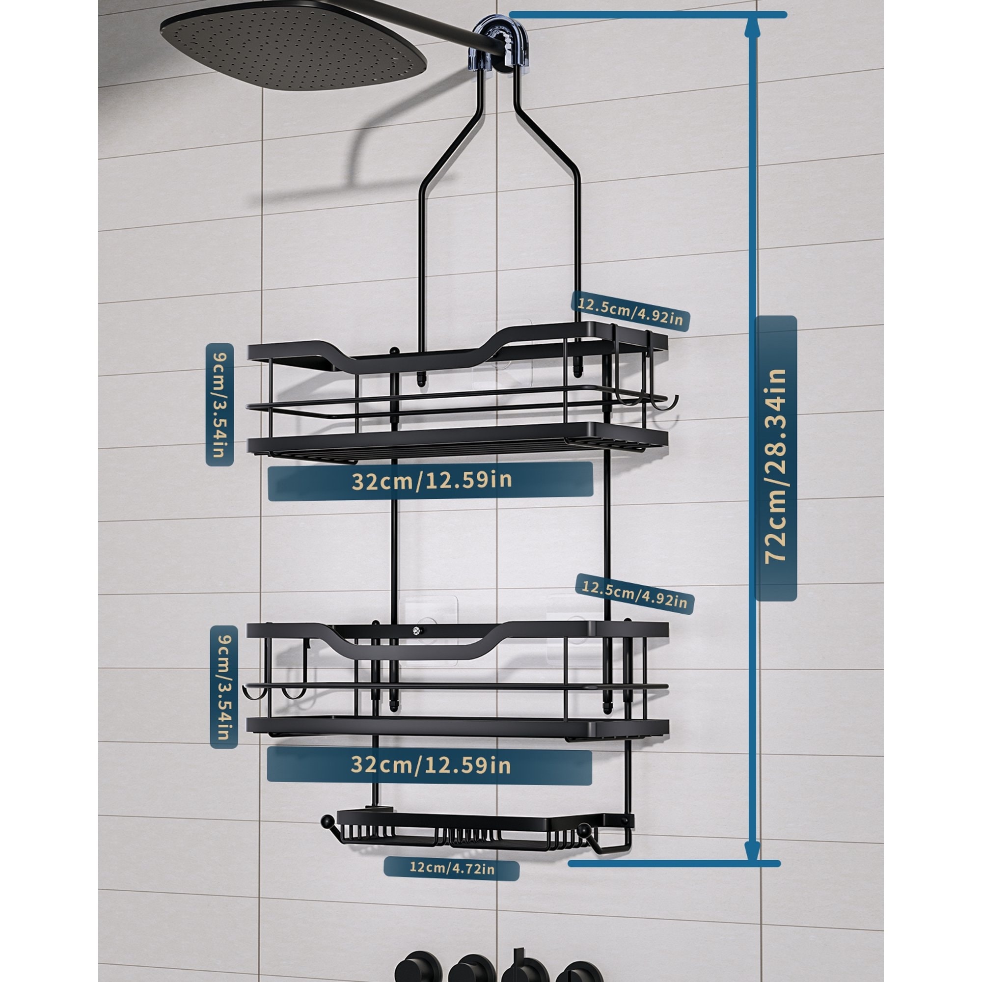 Shower Caddy over Shower Head,2-Shelves,Steel - Bed Bath & Beyond - 37506427