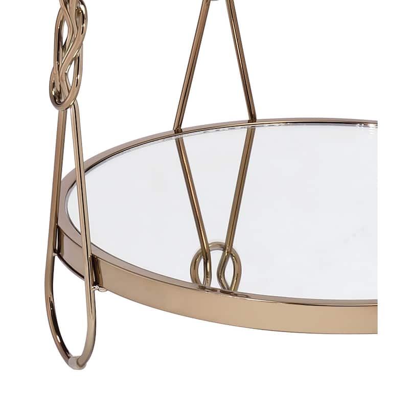20 in. Gold and Clear Round Glass End Table, Sturdy Build End Side Table for Living Rooms