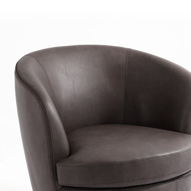 Modern Swivel Leather Accent Chair Upholstered Barrel Chair