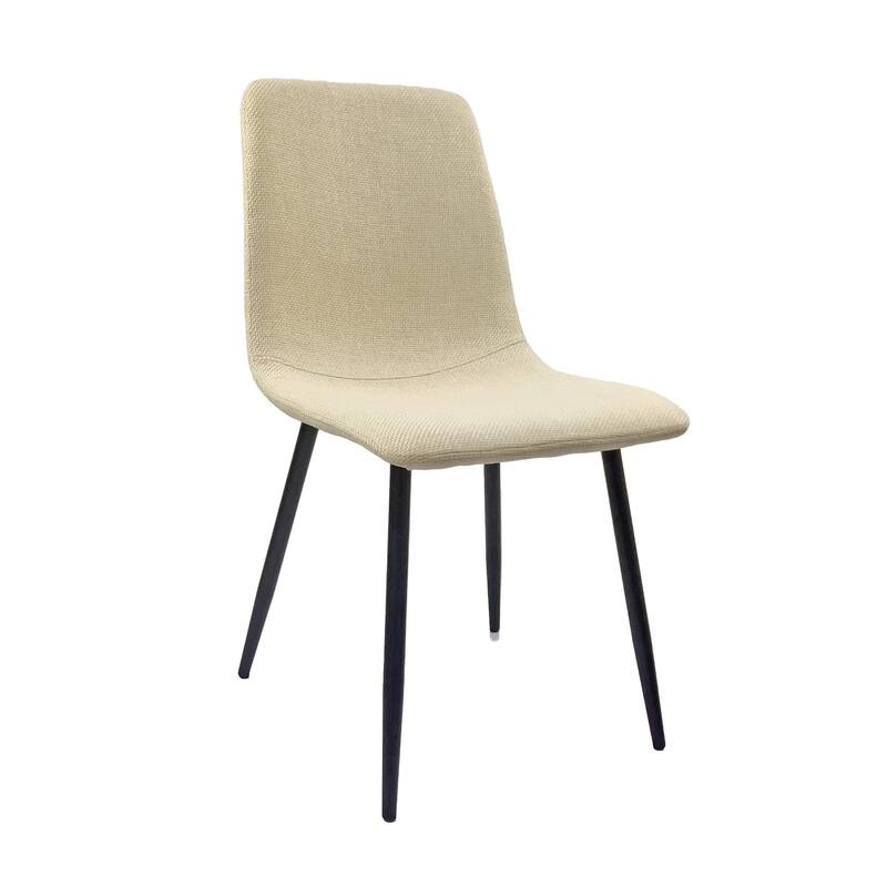 Set of 4 Dining Chair Beige Accent Chair with Metal Legs, Simple Office Chair Padded Dressing Chair Coffee Chair