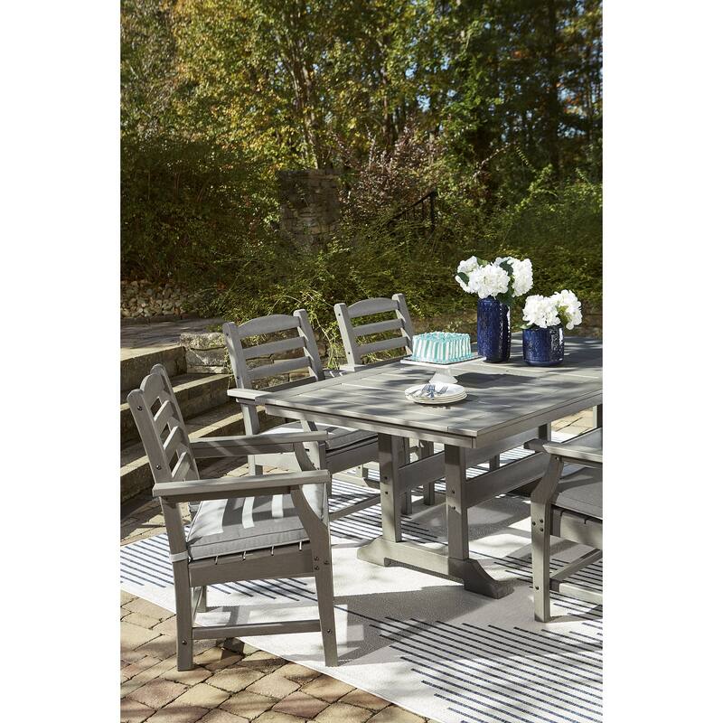 Signature Design by Ashley Visola Gray Outdoor Dining Table with 4 Chairs - 72"W x 42"D x 29"H