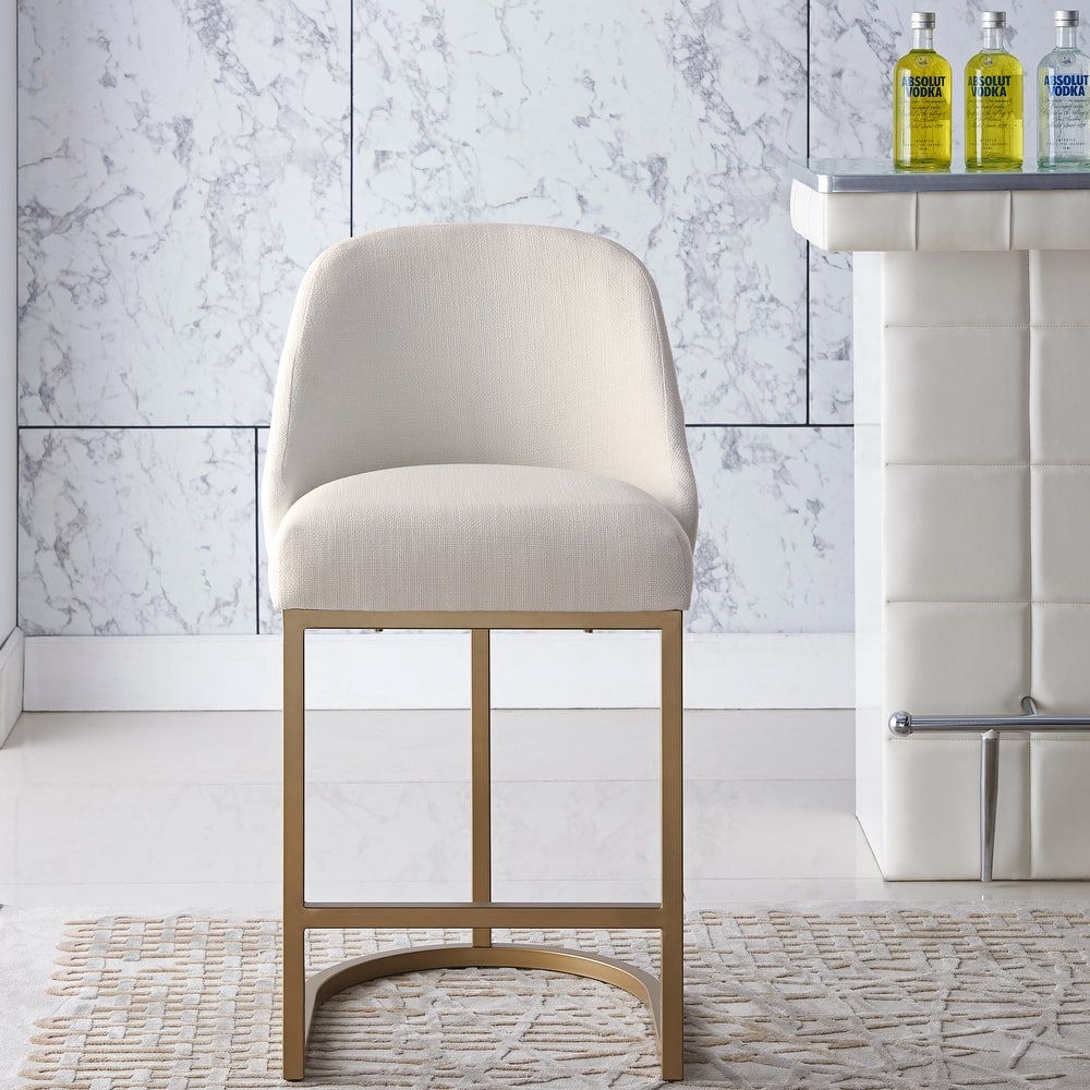 Leick Home Upholstered Barrelback Counter Stool with Metal Base