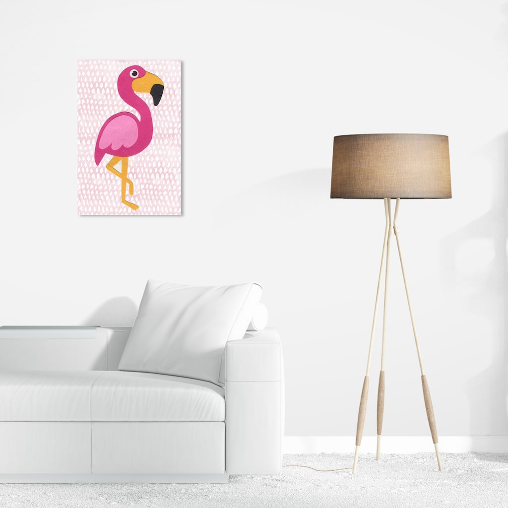 Wynwood Studio Canvas Animals F for Flamingo Pink and Pastel Pink Modern & Contemporary Wall Art Canvas Print