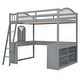 preview thumbnail 22 of 52, Solid Wood Loft Bed with Bulit-in U-shaped Desk and 2 Drawers, Full Size Loft Bedframe with Storage Shelves and Tri-fold Mirror