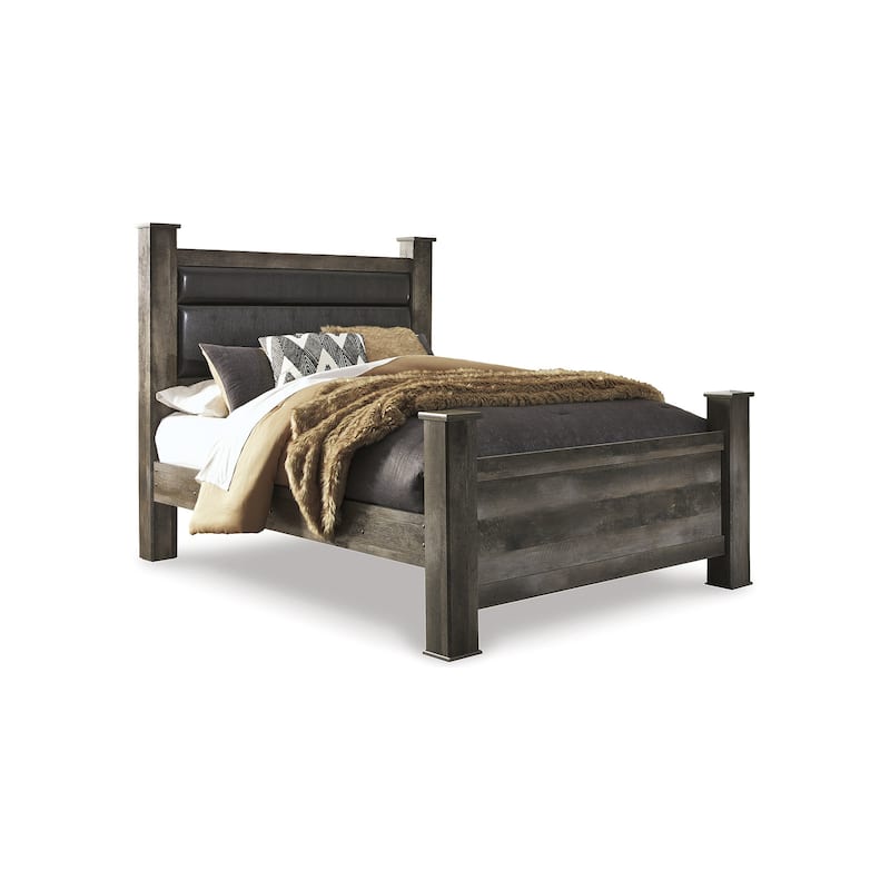 Signature Design by Ashley Wynnlow Gray Queen Upholstered Poster Bed