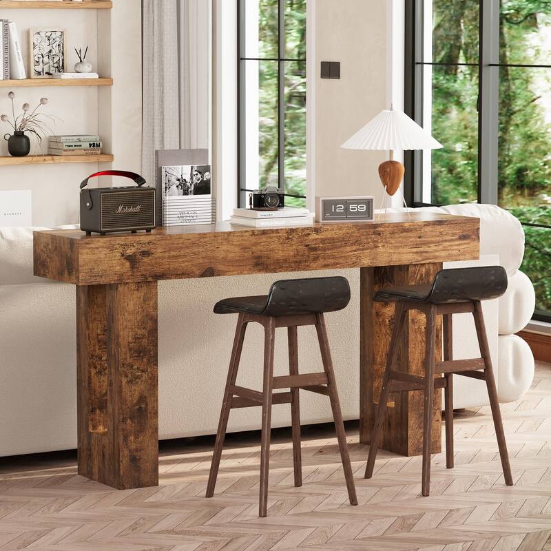 Farmhouse Entryway Table, 63-Inch Long Narrow Console Table Behind The Couch, Wooden Rectangular Sofa Table