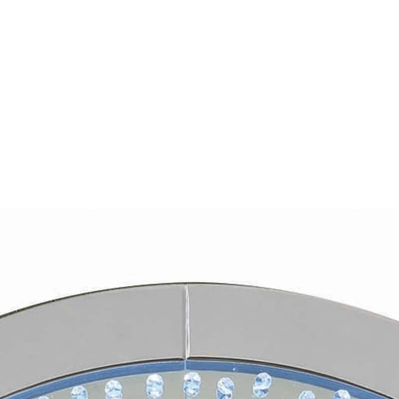 Round Accent Wall Decor with LED Bulb and Beveled Edges, Silver