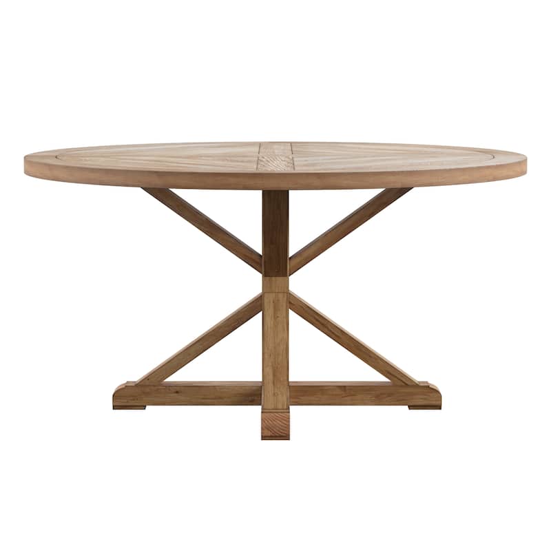 Benchwright Rustic X-base Round Pine Wood Dining Table by iNSPIRE Q Artisan