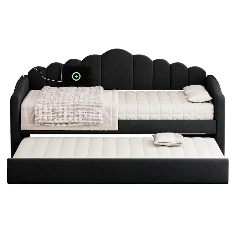 Twin size Upholstered Daybed with Trundle