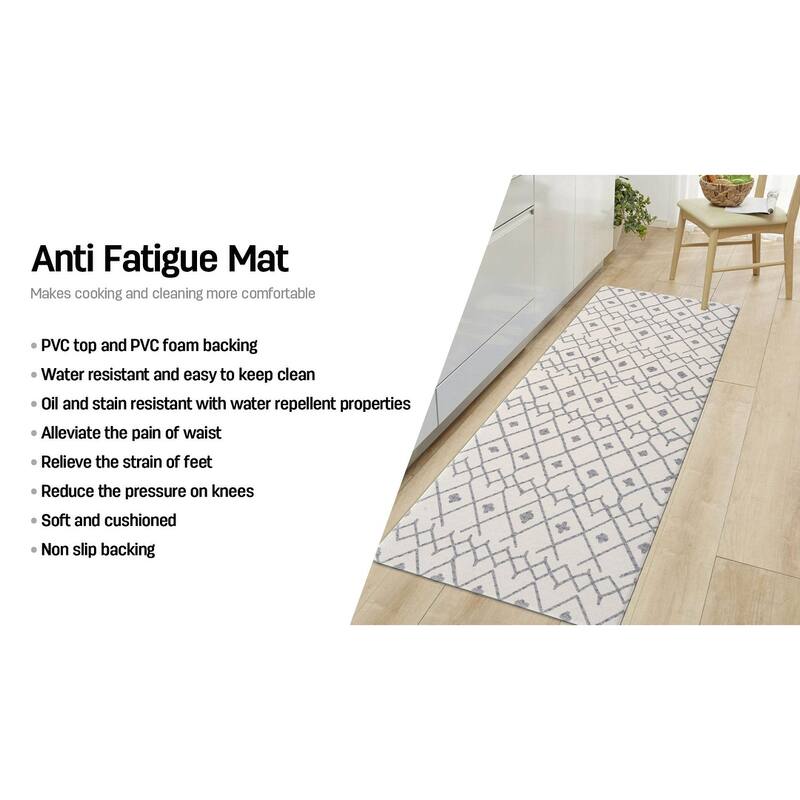 World Rug Gallery Modern Boho Trellis Anti Fatigue Standing Mat