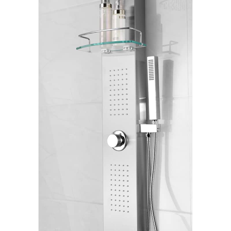 ANZZI Coastal Full Body Shower Panel with Heavy Rain Shower in Brushed Steel