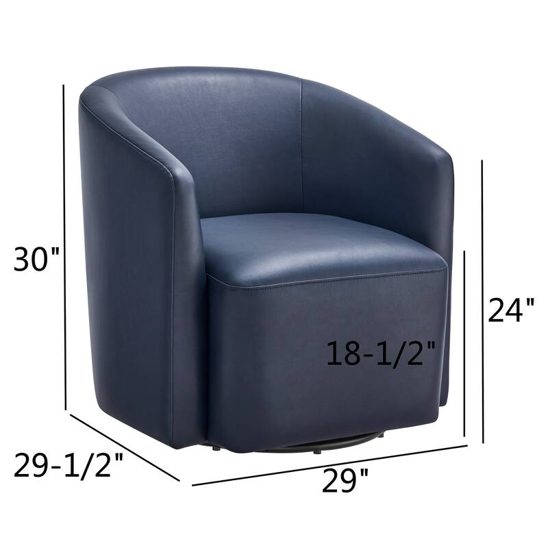 Leather Swivel Barrel Chair 30 Inch Compact 360 Degree