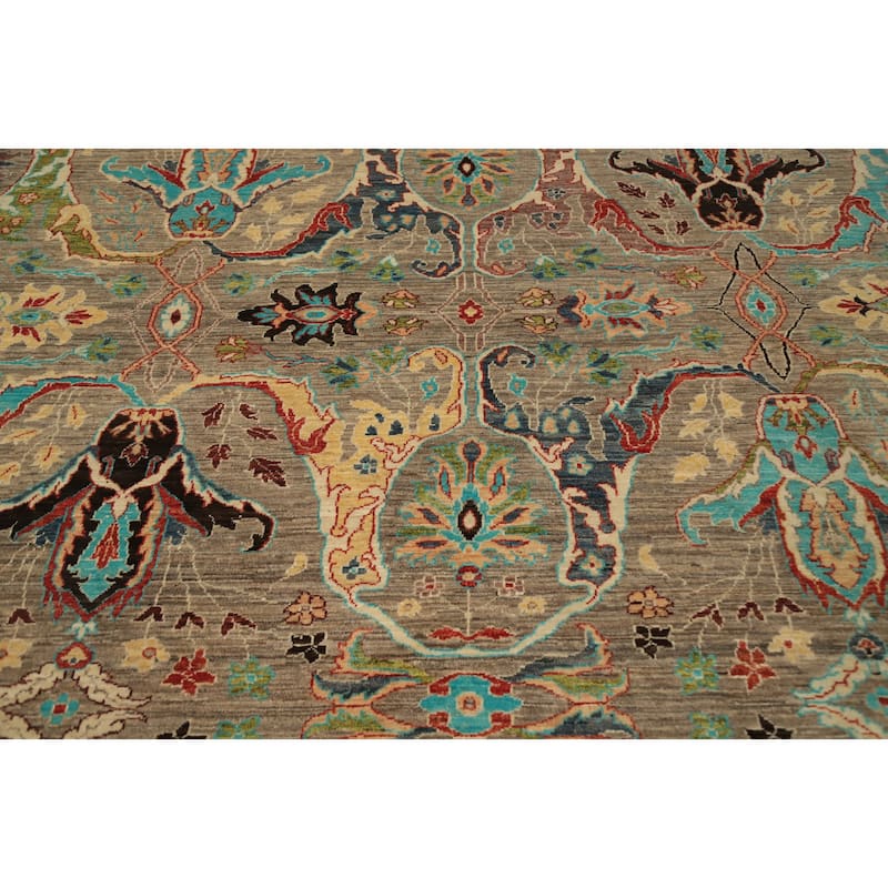 Hand Knotted Oriental 100% Wool Carpet Traditional All-Over Brown Ziegler Area Rug - 9' 3'' X 8' 0''