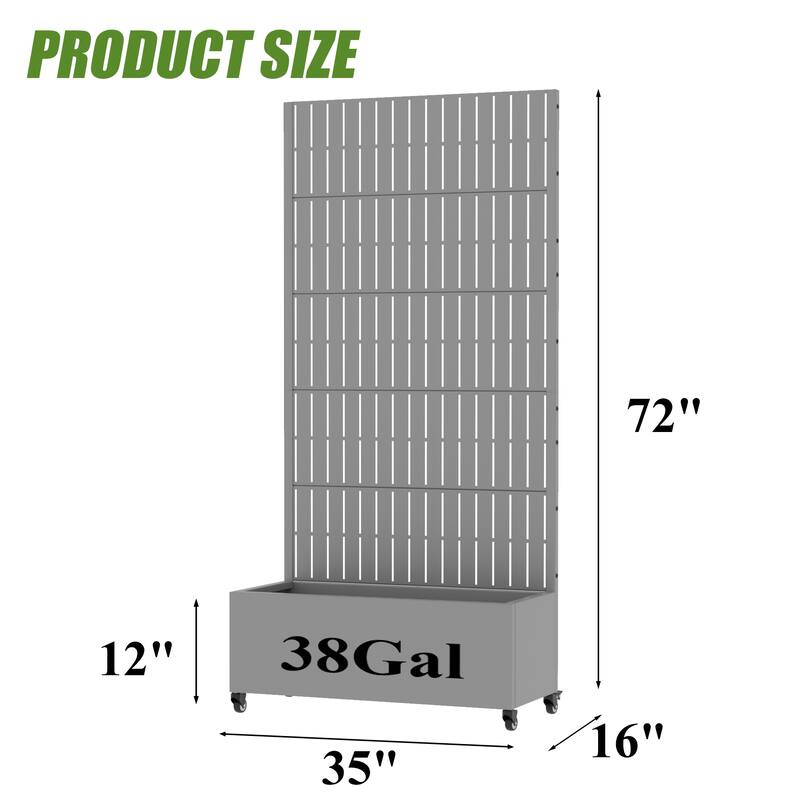 Raised Garden Bed Planter with Trellis Movable Planter Box with Lockable Wheels