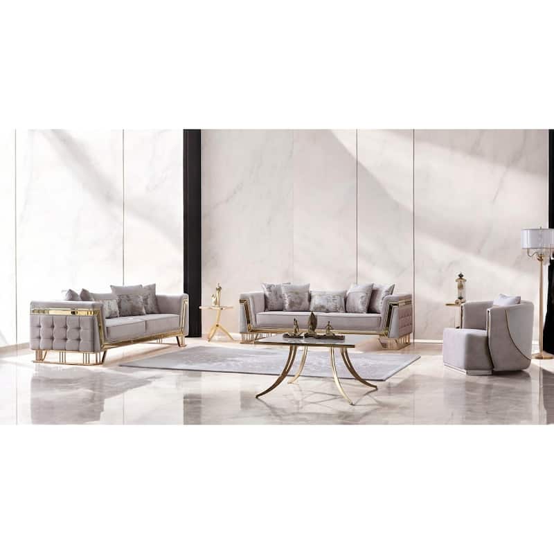Elvano 3 Pieces Living Room Sets 2 Sofa 1 Chair - Cream