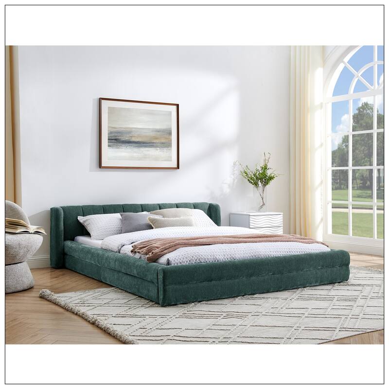Queen Size Upholstered Bed Frame with Thick Fabric