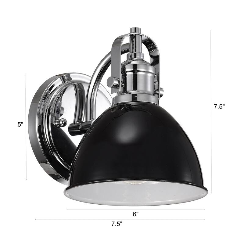 1-Light Industrial Wall Light Bath Sconce with Shad - 7.5"x7.5"x6"