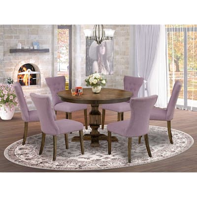 HomeStock 3-Piece Distressed Jacobean Finish Solid Wood Top Dining Table with 2 Chairs