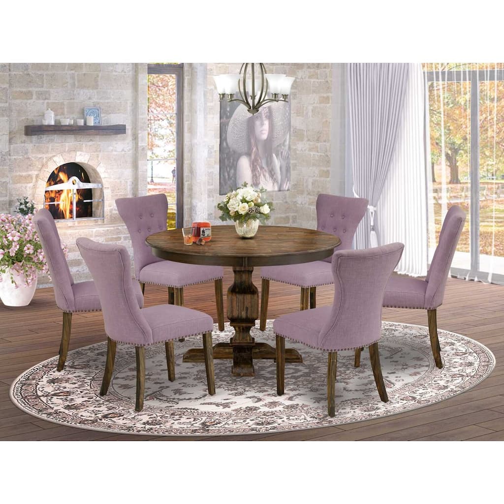 HomeStock 3-Piece Distressed Jacobean Finish Solid Wood Top Dining Table with 2 Chairs