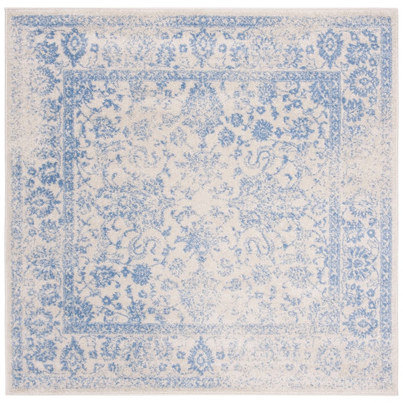 SAFAVIEH Adirondack Dakota Rustic Shabby Chic Distressed Rug - 6' Square - Ivory/Light Blue - Square